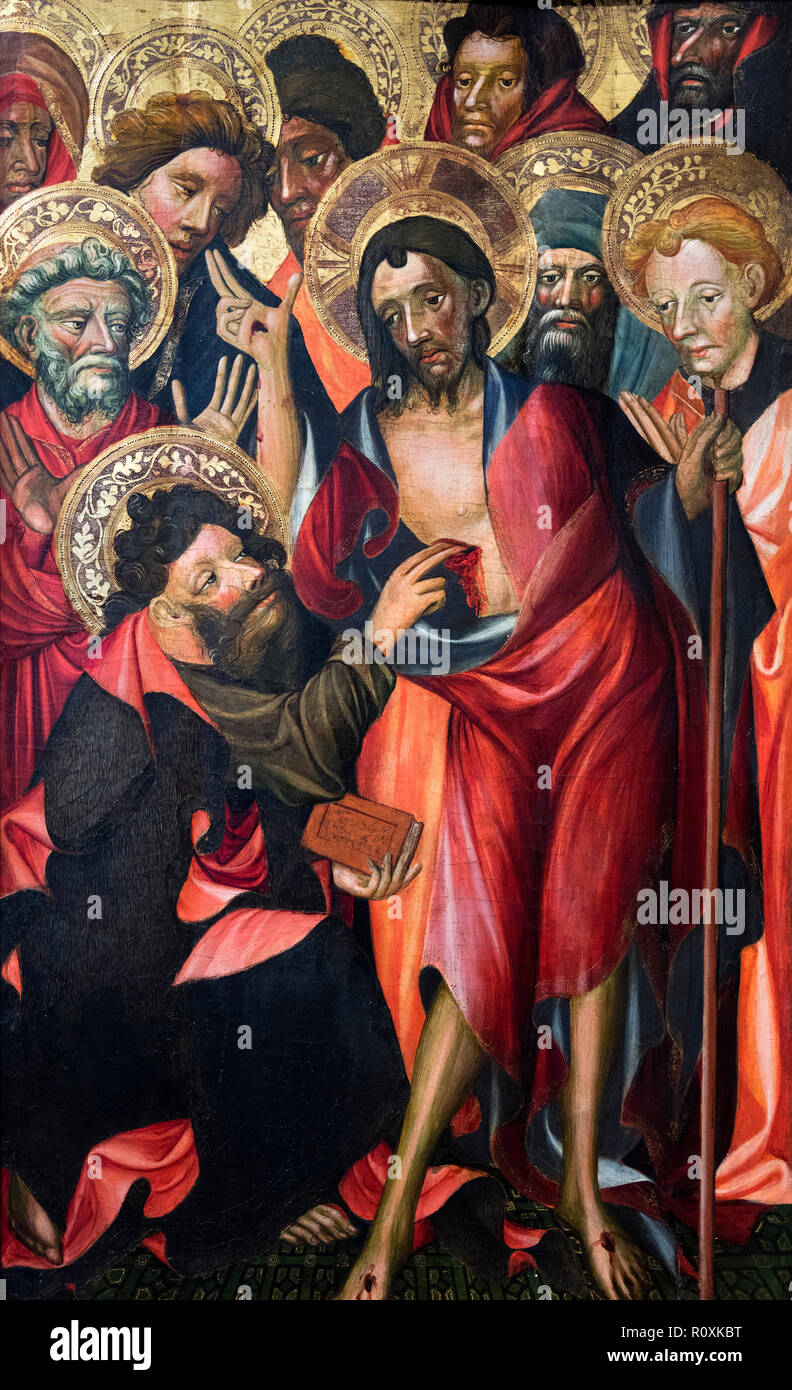 La Duda de Santo Tomas (Doubting Thomas), tempera on wood c.1400, Valencia  Cathedral, Spain Stock Photo - Alamy