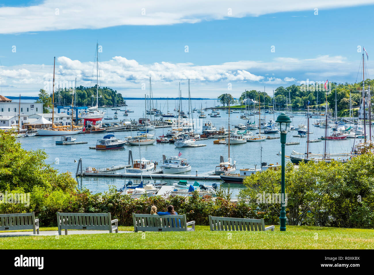 Harbor in tourist town of Camden on the Atlantic Ocean coast of Maine, United States Stock Photo