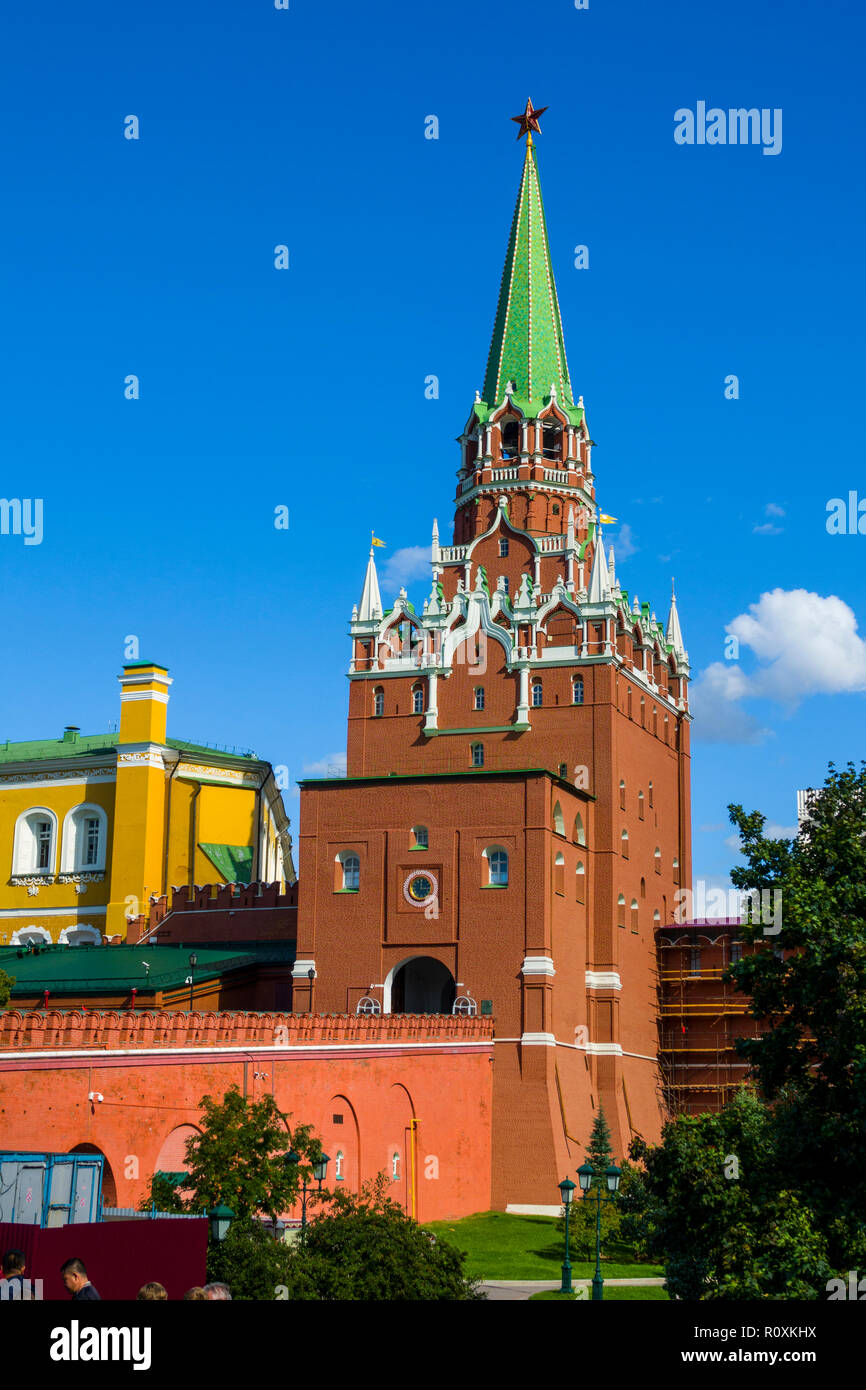 Trinity Tower The Kremlin Moscow Russian Moskva city National capital of Russia. The Moscow Kremlin (Russian: Московский Кремль), also known as The Kr Stock Photo