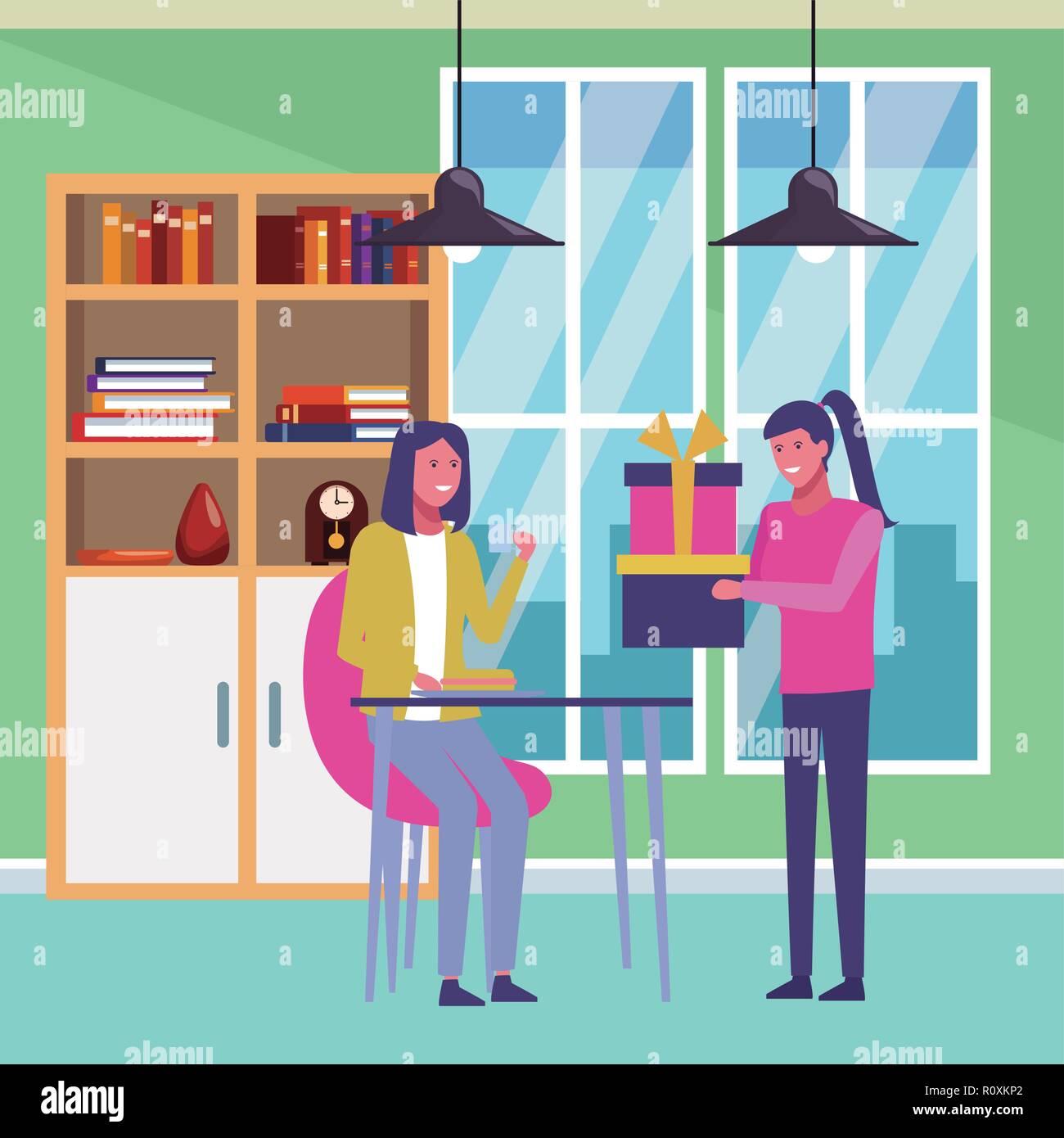 Friends sharing time inside house Stock Vector Image & Art Alamy