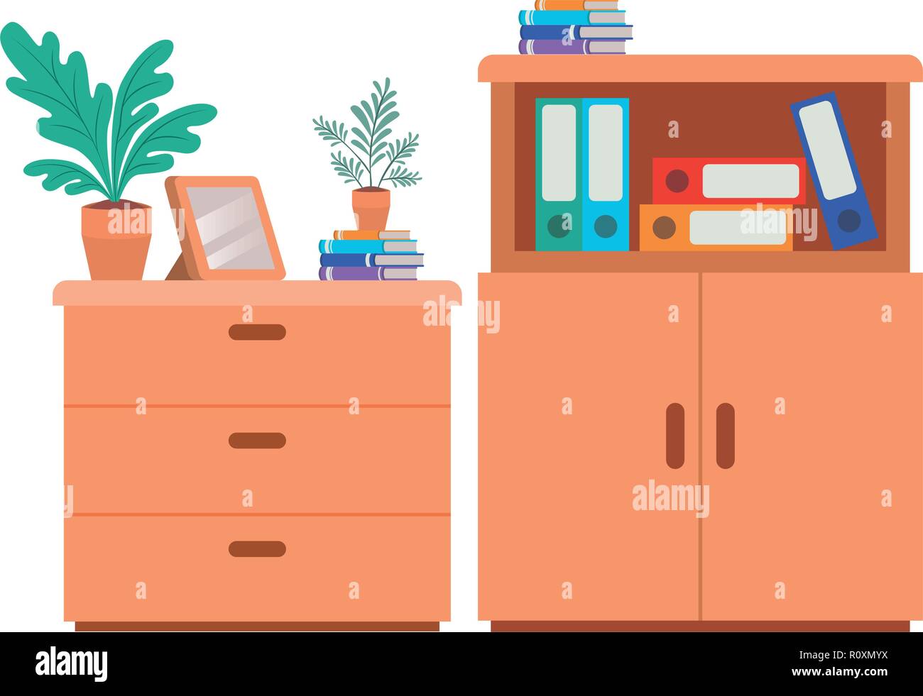 shelving with books isolated icon Stock Vector