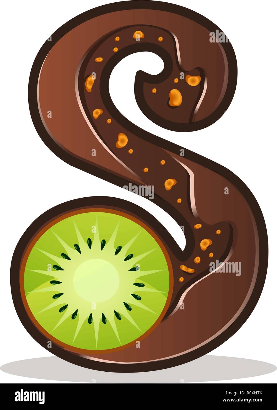 Cards for children for learning the alphabet. Letter s as chocolate, in