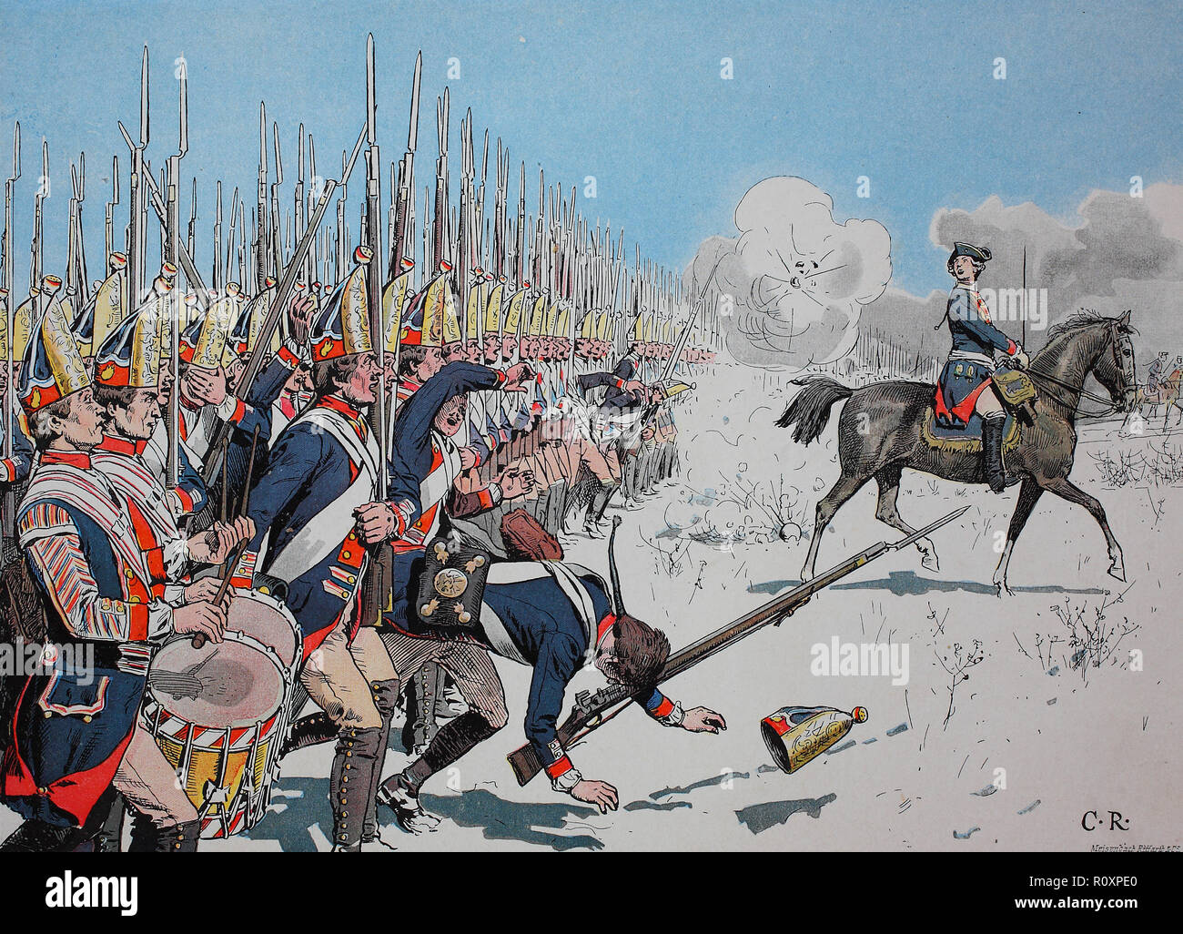 Digital improved reproduction, Seven Years' War, global conflict fought between 1756 and 1763, the Battle of Leuthen, 4. December 1757, the prussian troops Stock Photo