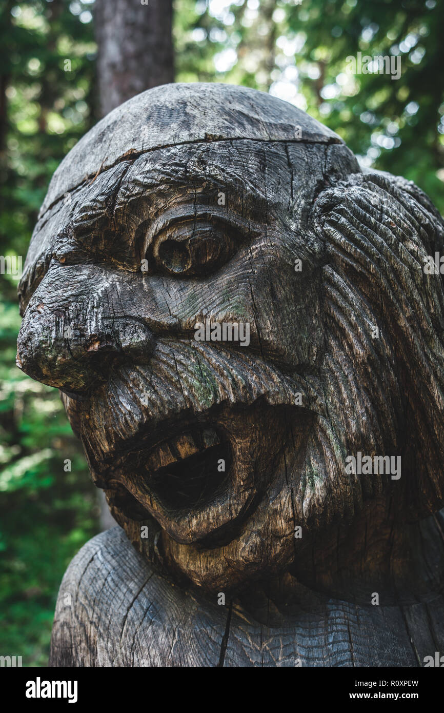 A closeup of a scary statue at the Hill of Witches (Lithuania Stock Photo Alamy