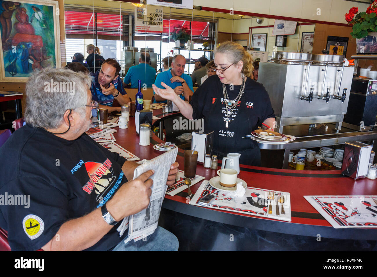 Miami Florida,S & S Diner,restaurant restaurants food dining cafe cafes,service,cuisine,family families parent parents child children,business,started Stock Photo