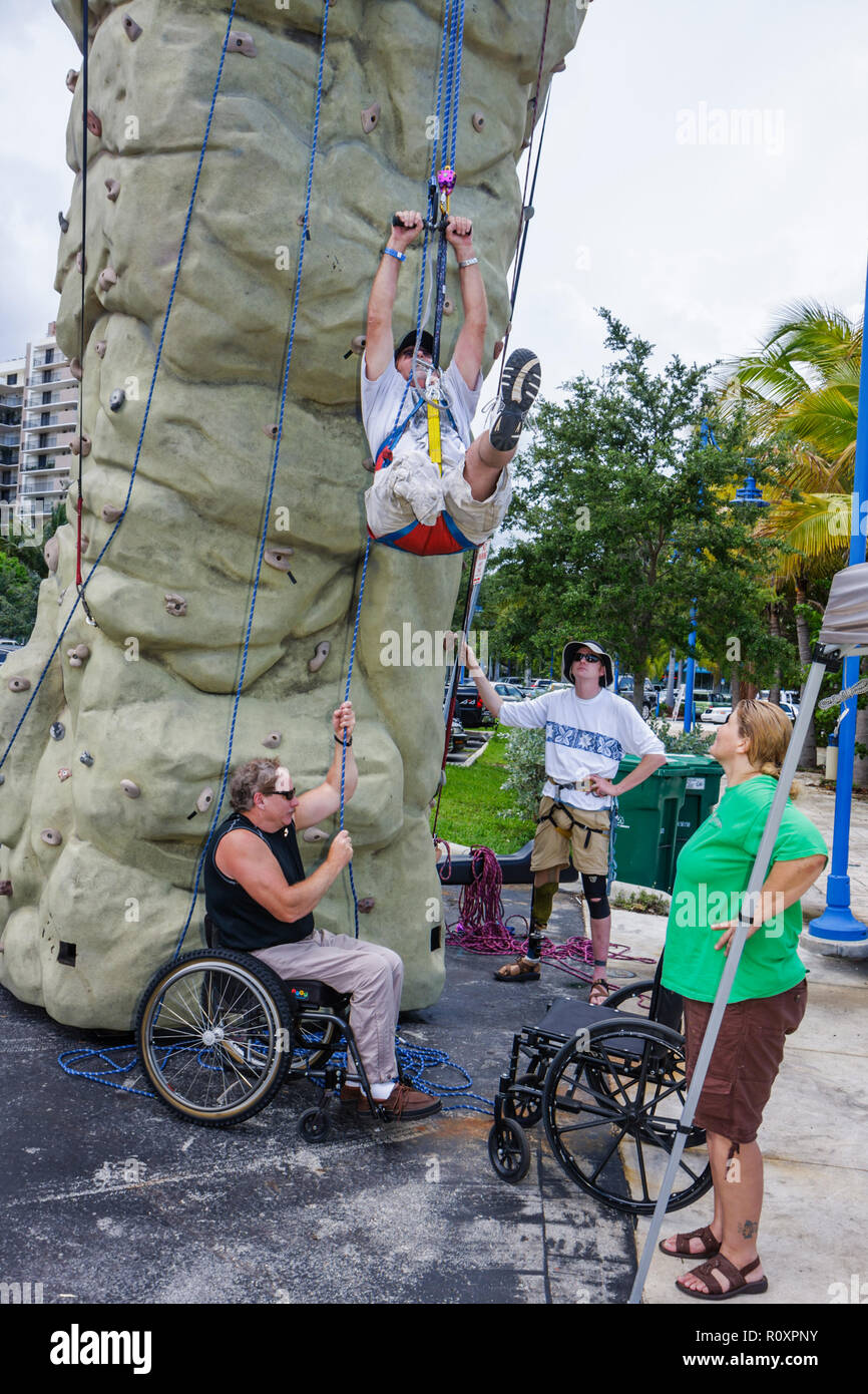 Miami Florida,Coconut Grove,Shake a Leg Miami,No Barriers Festival,disabled handicapped special needs,physical disability,woman female women,man men m Stock Photo