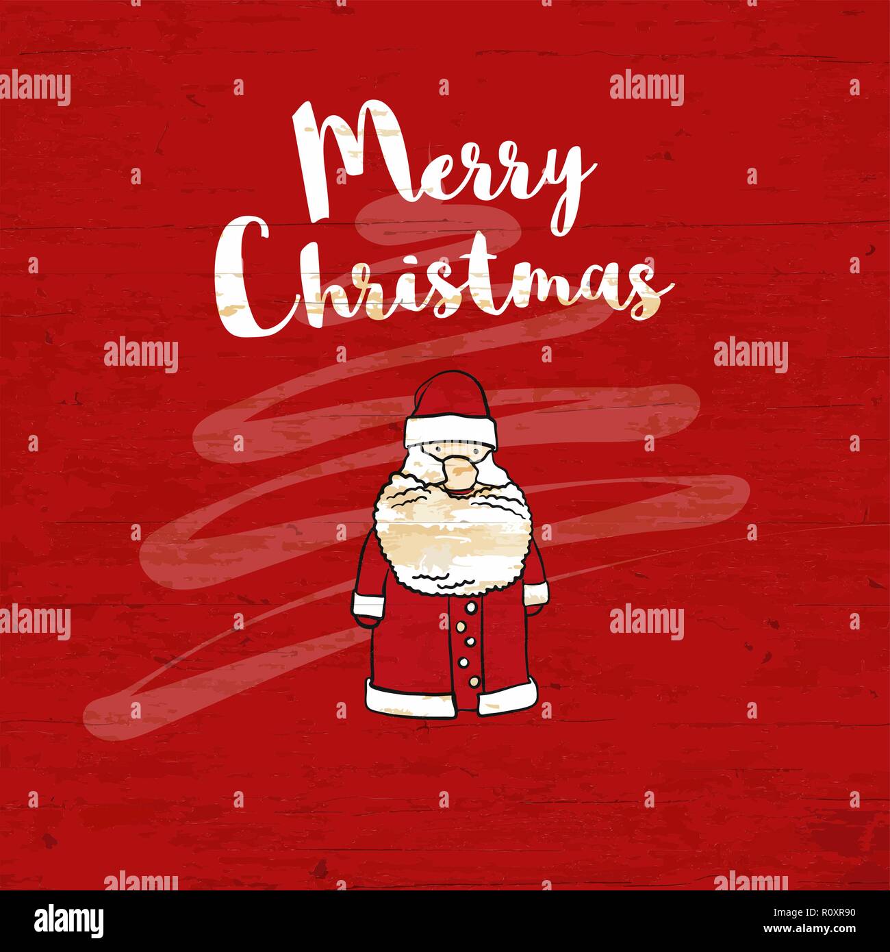 Merry christmas lettering on wooden background. Vector illustration drawn by hand. Stock Vector