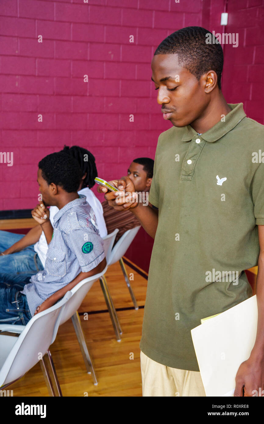 Miami Florida,Overtown,Overtown Youth Center,Summer Career Training Program,student students teen teens teenager teenagers audience,Black male boy boy Stock Photo