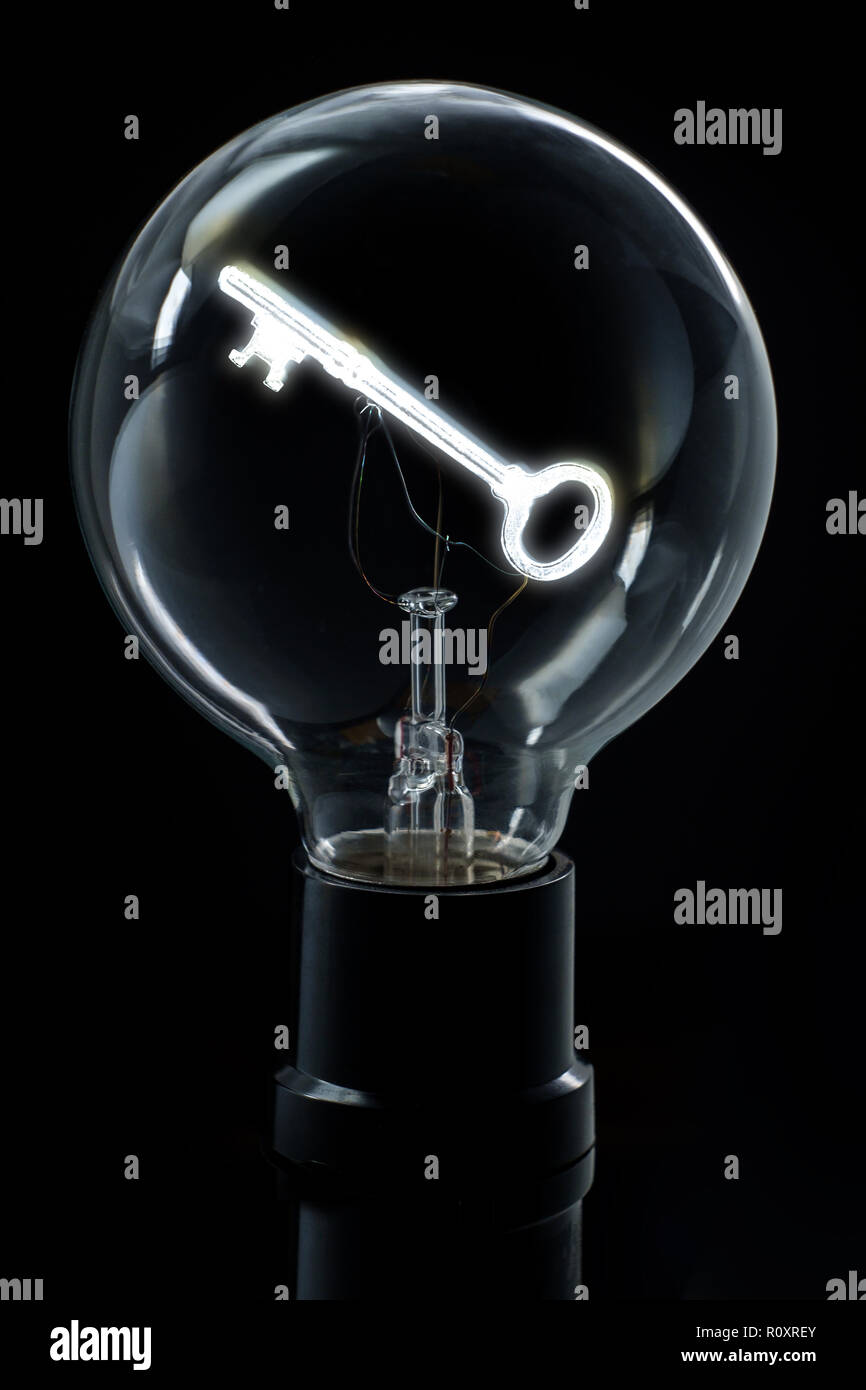 Bright light bulb idea reveals the key to success Stock Photo