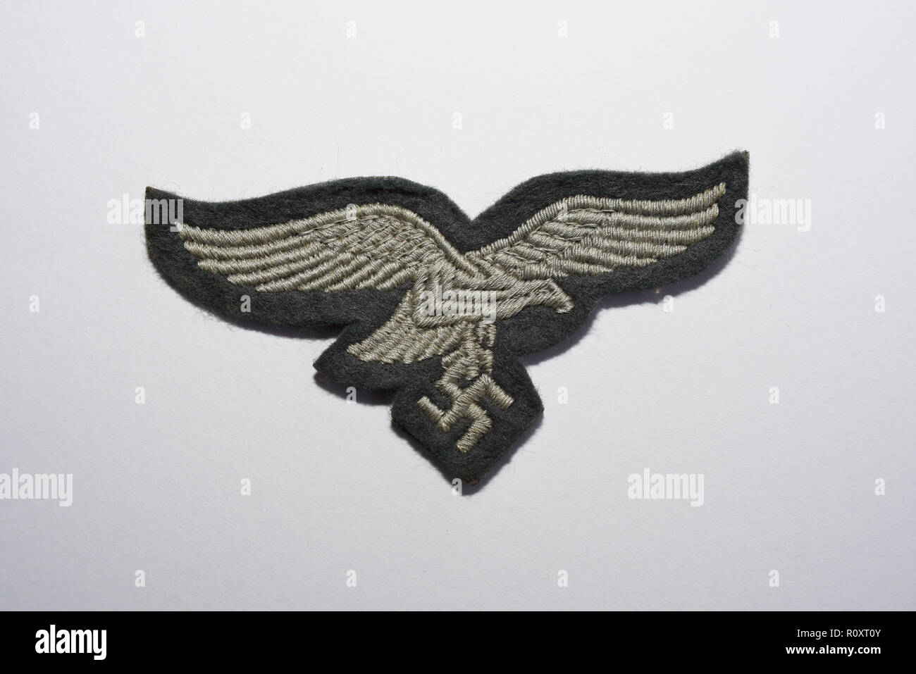 Second World War German Nazi Luftwaffe eagle and swastika cloth patch badge. Emblem. World War Two. Isolated on a white background Stock Photo