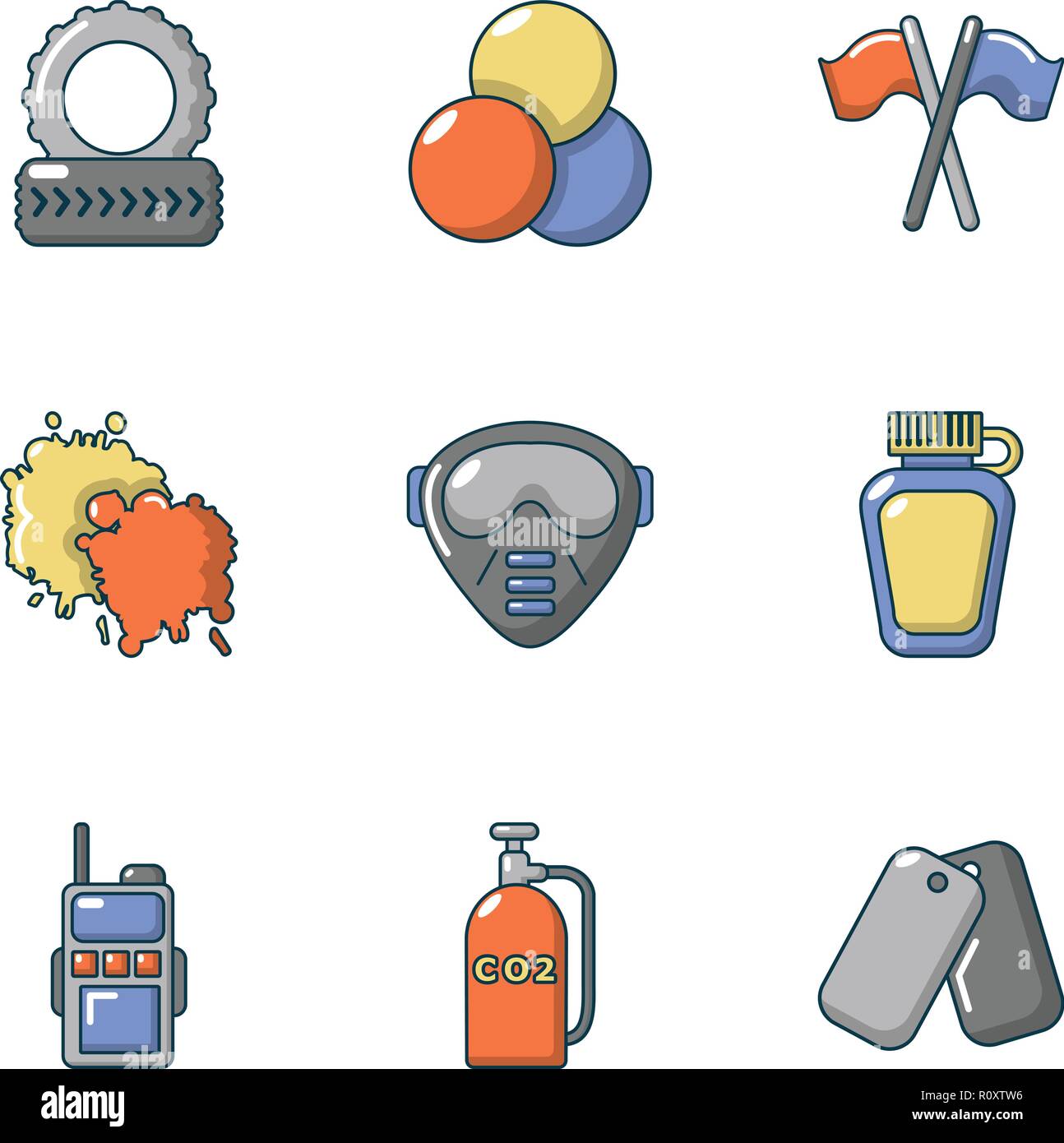 Paintball tournament icons set, flat style Stock Vector Image & Art - Alamy