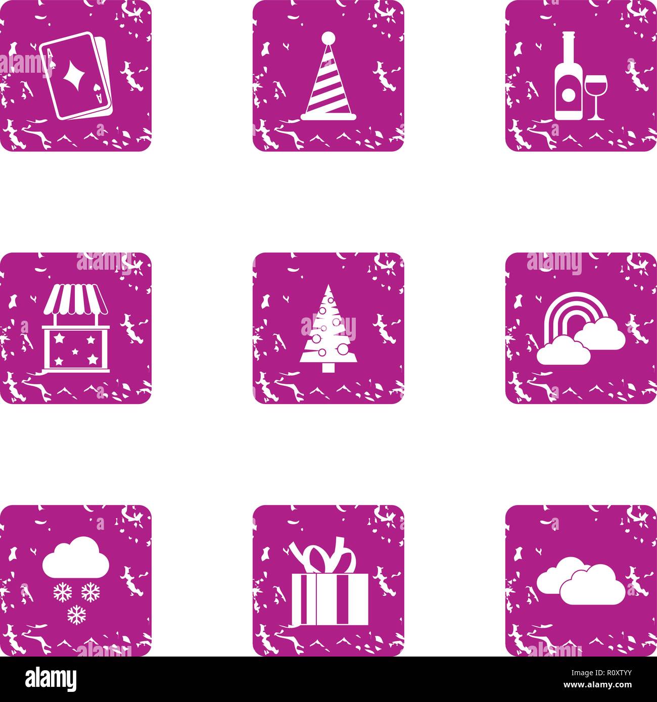 Solemnity icons set, grunge style Stock Vector