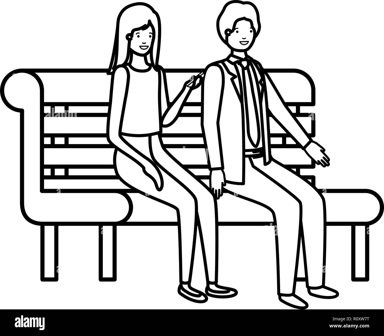 couple of business sitting in park chair avatar character Stock Vector ...