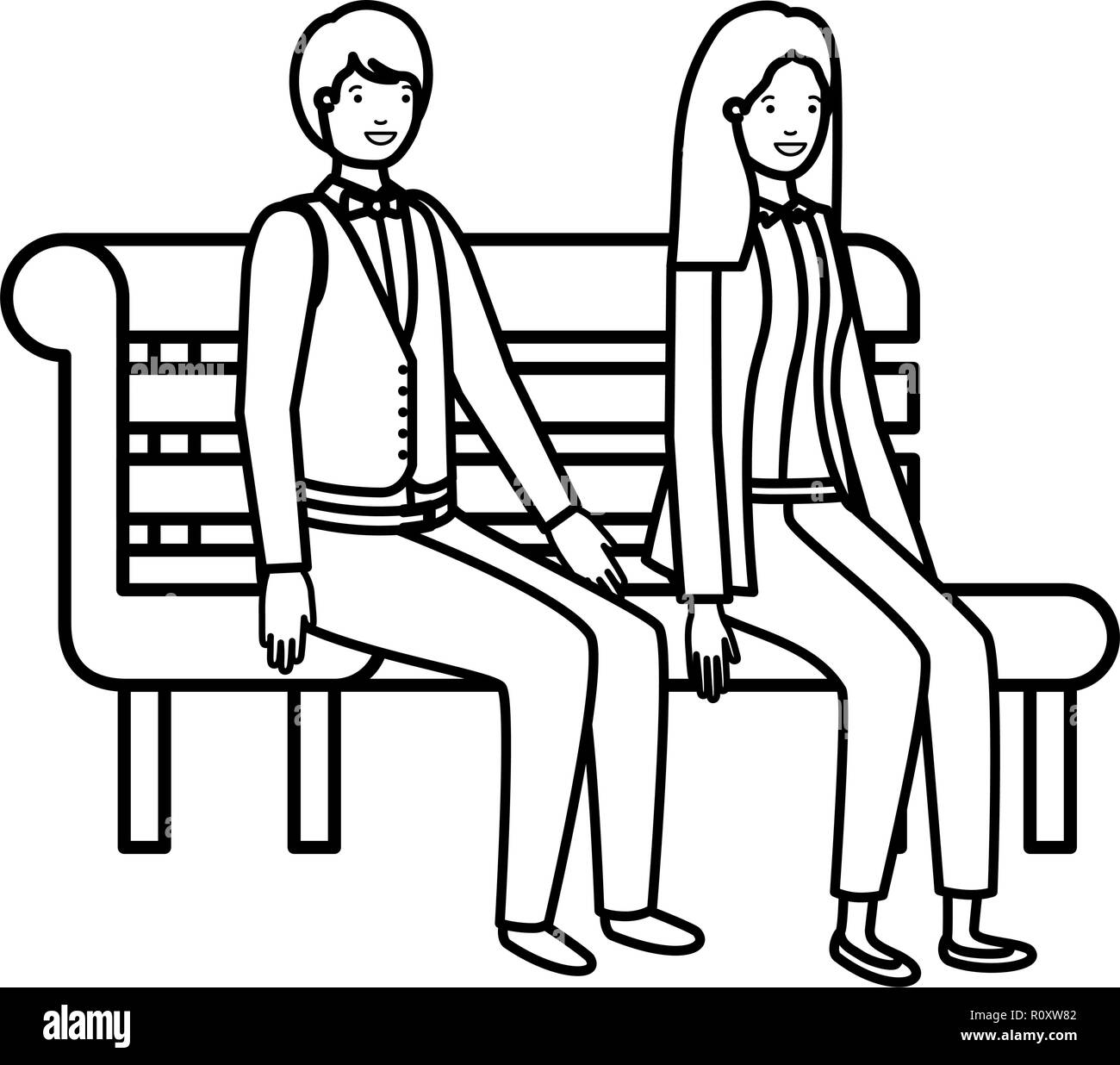 couple of business sitting in park chair avatar character Stock Vector ...