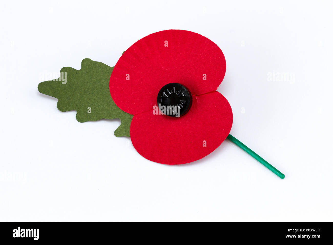 Poppy to commemorate military personnel who have died in war. 2018 marks the end of WW1 Stock Photo