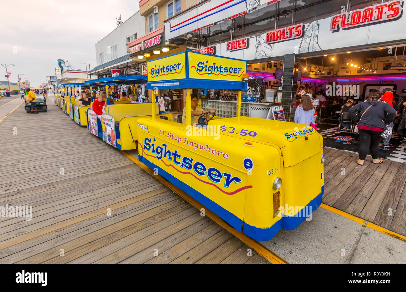 Fun and games on the boardwalk at the ocean. Stock Photo