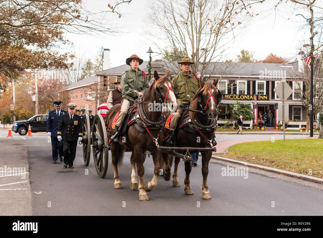 Concord Independent Battery's horsedrawn carriage carrying Medal of Honor recipient Thomas J