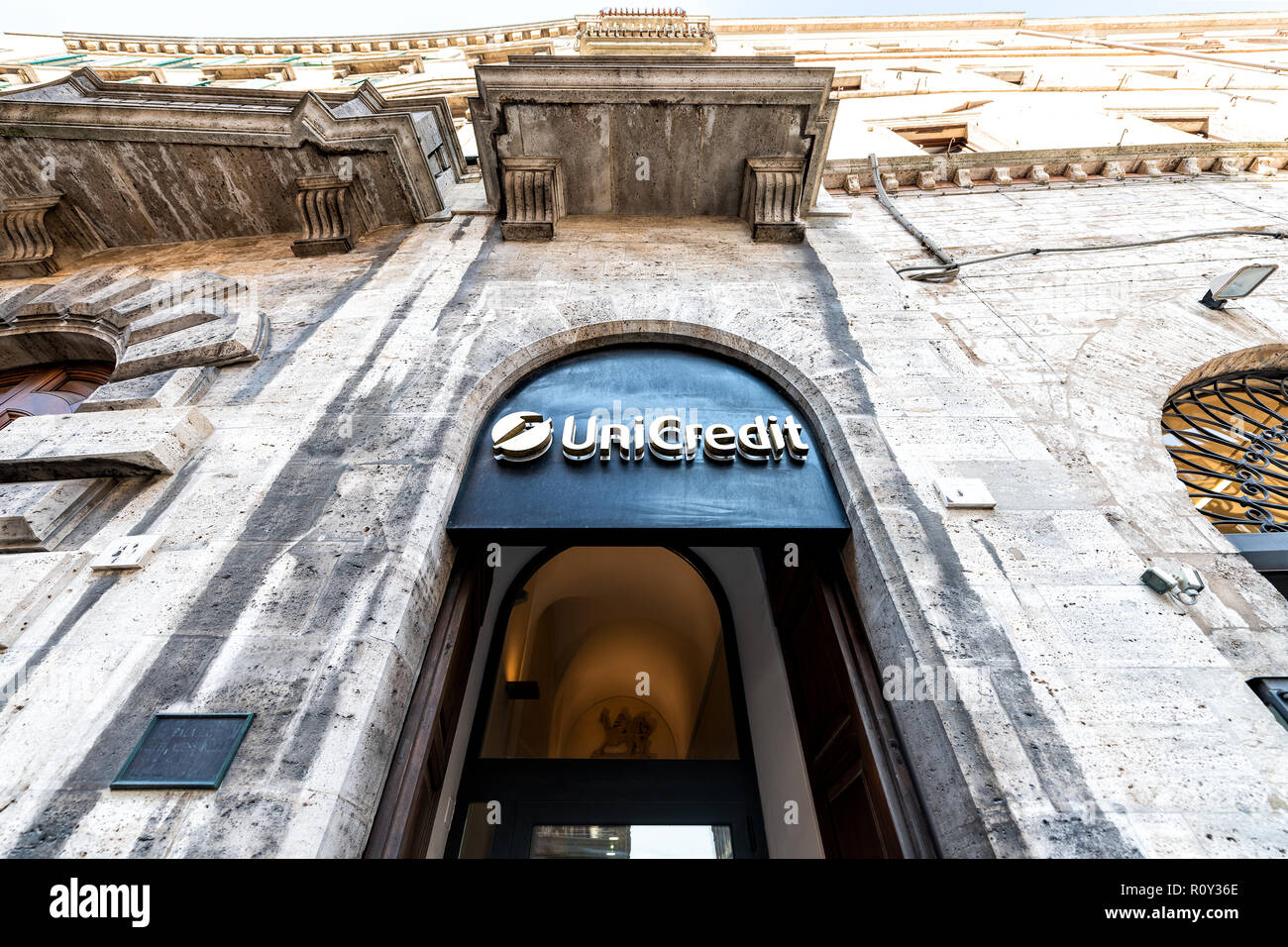 Perugia Italy August 29 2018 Low Wide Angle Looking Up View