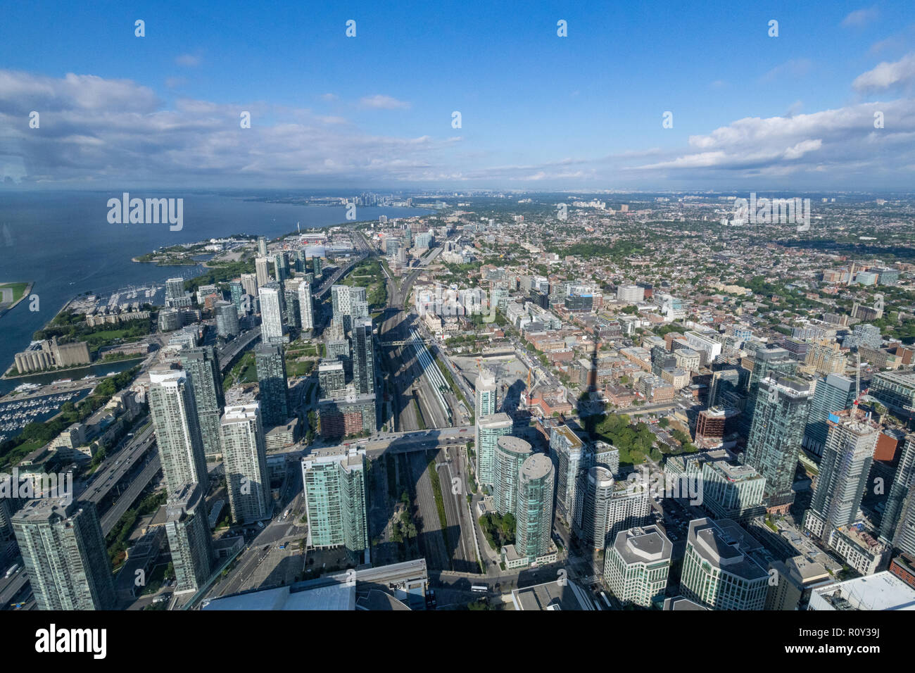 View from Observation Deck of CN Tower, Toronto, Canada Stock Photo