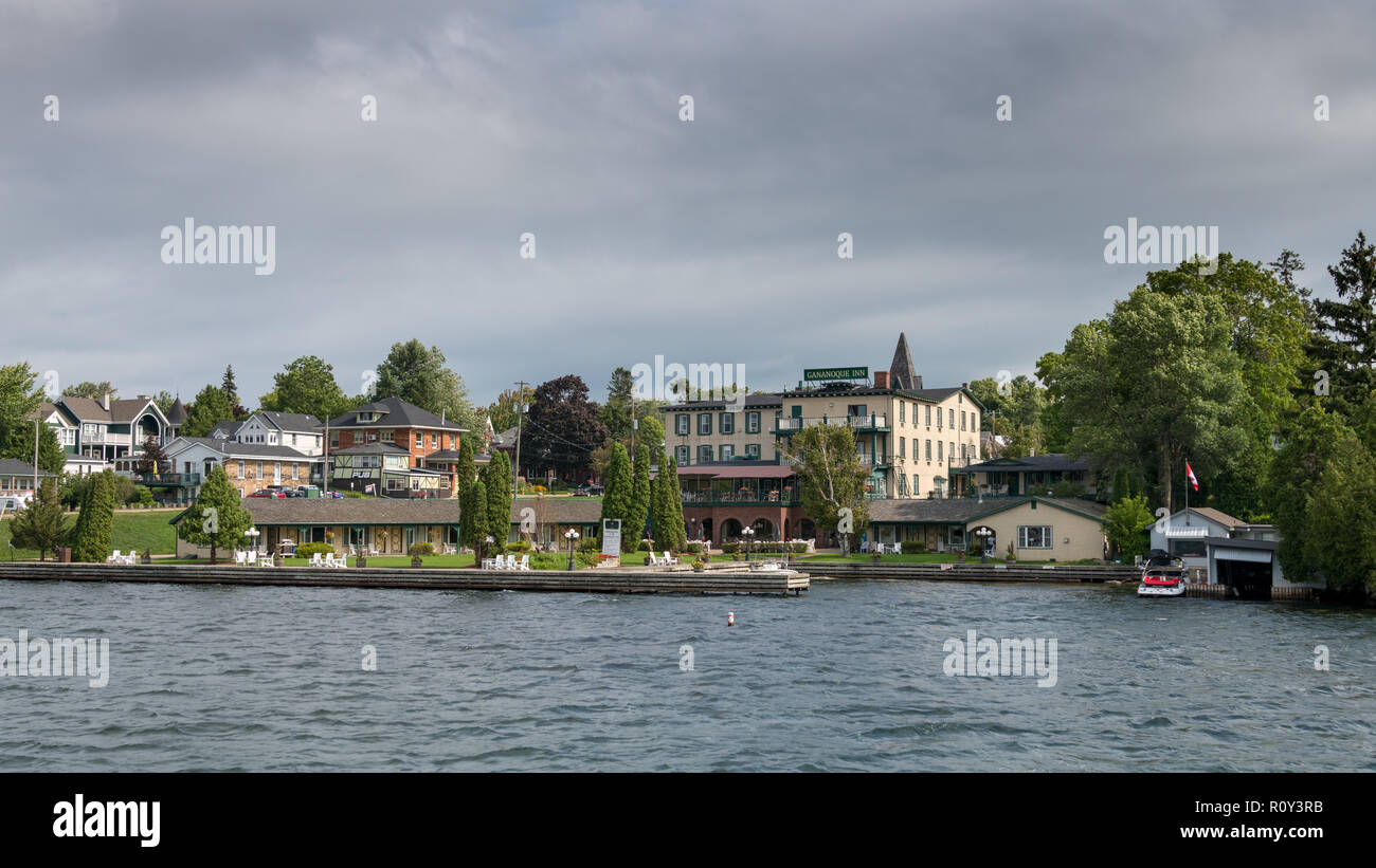View of Gananoque from Water, Thousand Islands, Canada Stock Photo