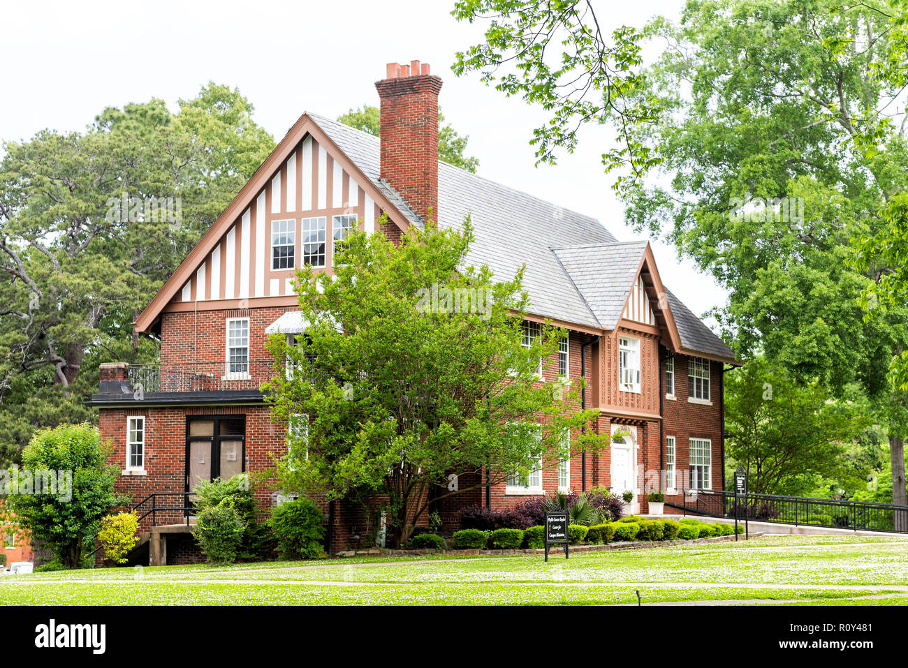 Montgomery, USA - April 21, 2018: Private liberal arts Huntingdon College building in Alabama with old, brick, historic architecture, Phyllis Gunter S Stock Photo