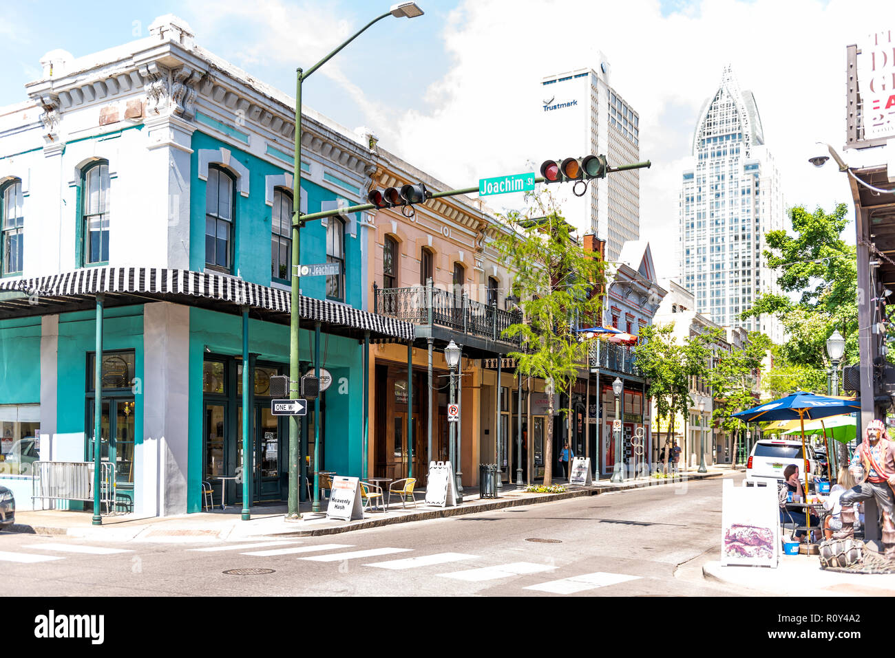 Mobile, USA April 22, 2018 Old town Dauphin, Joachim street in