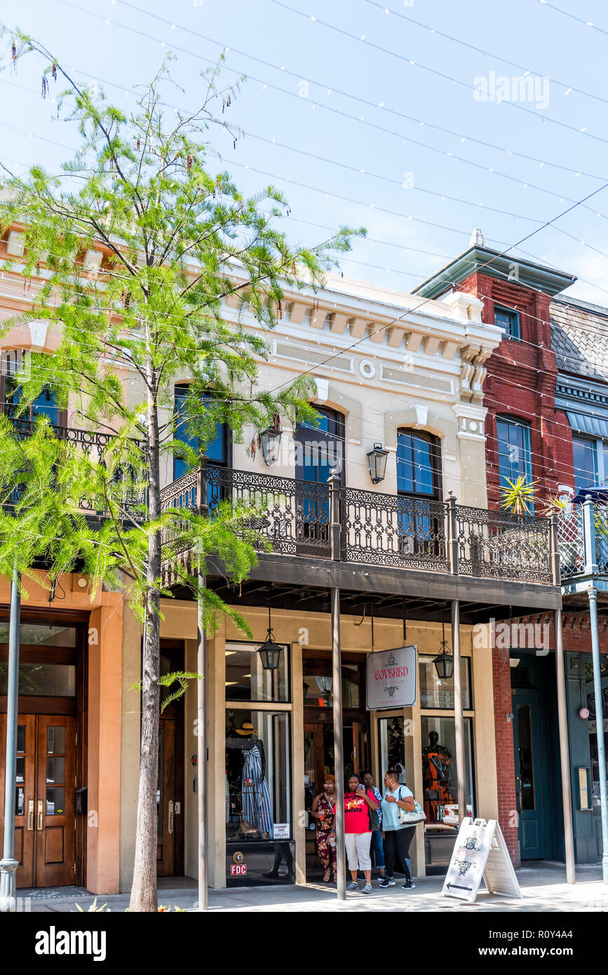 Mobile, USA April 22, 2018 Old town Dauphin street in Alabama famous
