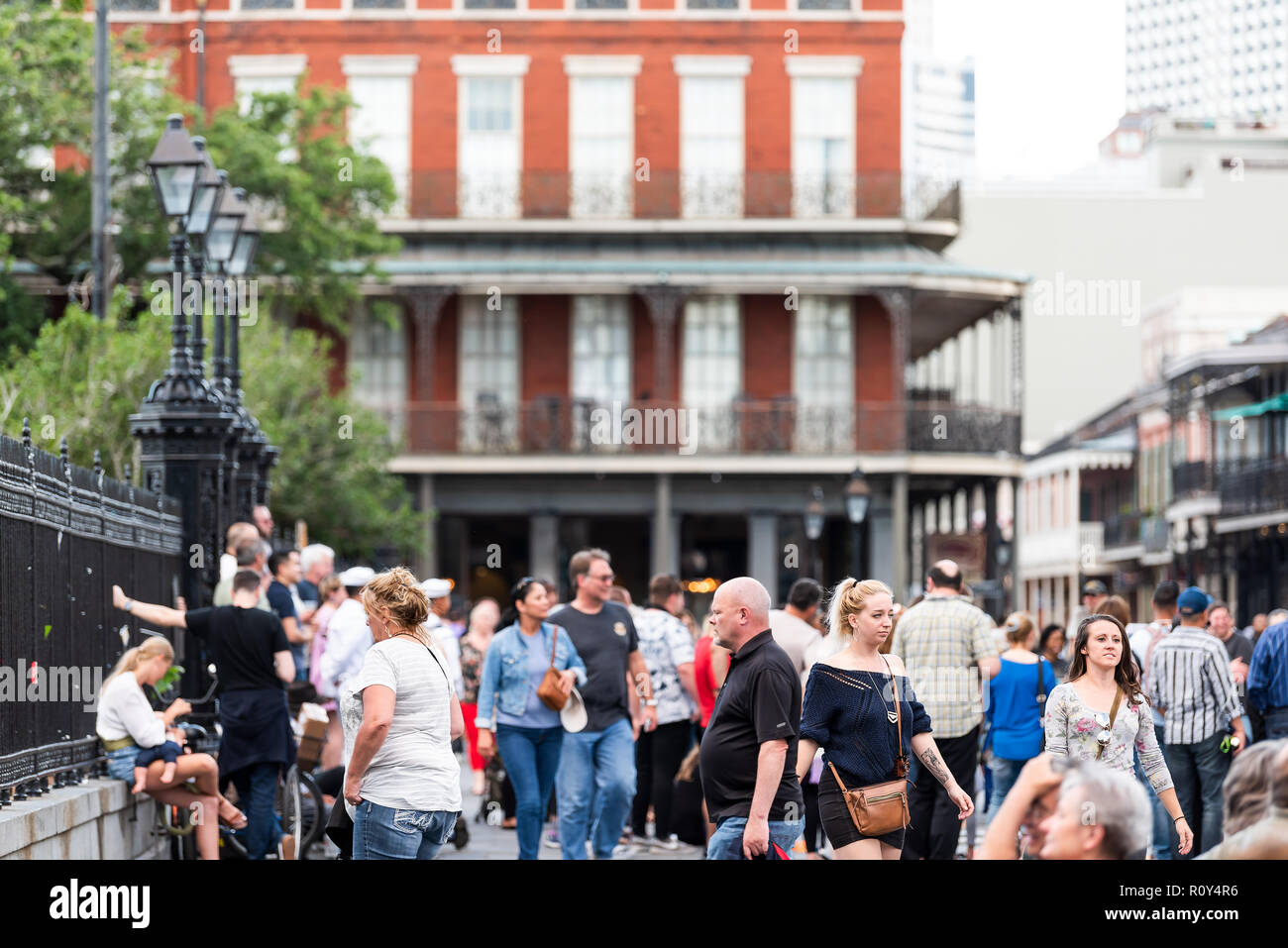 New Orleans, USA April 22, 2018 Downtown old town chartres street in Louisiana famous town