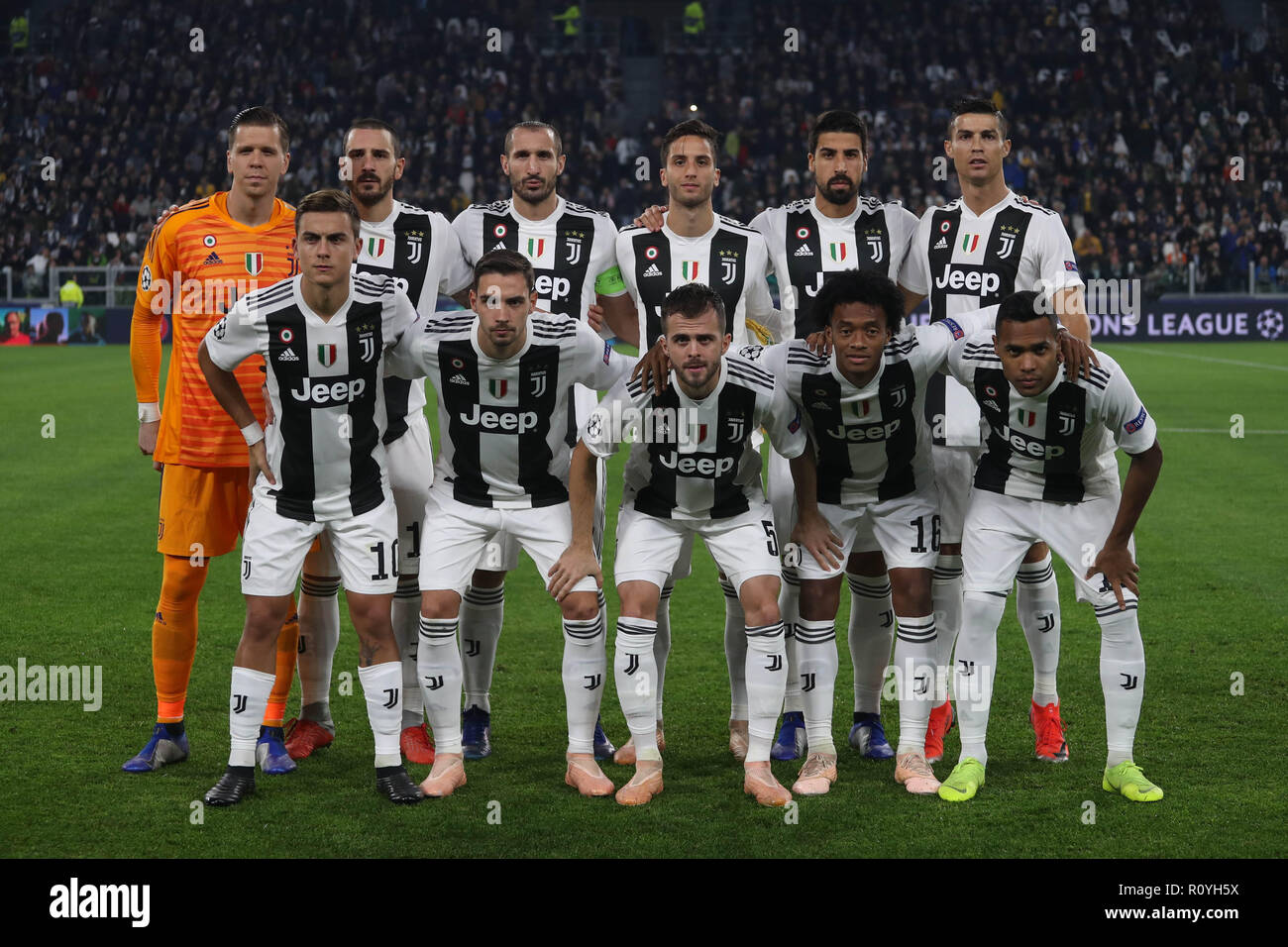 Turin, Italy. 7th November, 2018. Team Juventus Turin during the UEFA  Champions League, Group H football match between Juventus and Manchester  United on November 7, 2018 at Juventus stadium in Turin, Italy -