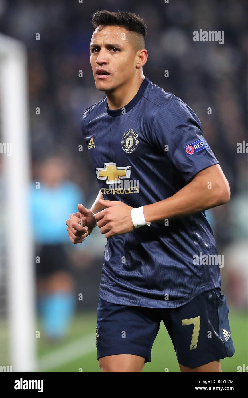 Turin, Italy. 7th November, 2018. Alexis Sanchez (Manchester United) during  the UEFA Champions League, Group H football match between Juventus and Manchester  United on November 7, 2018 at Juventus stadium in Turin,