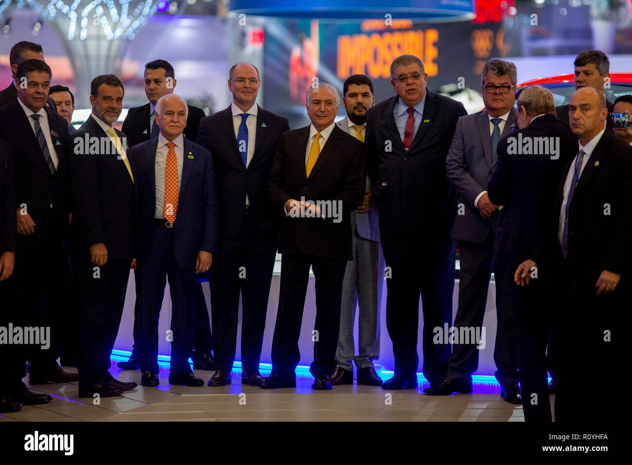 Sao Paulo, Brazil. 8th November, 2018. Michel Temer opening of the International Automobile Show - President Michel Temer will take part this Thursday 8th, the official opening of the 30th edition of the Sao Paulo International Auto Show, at Sao Paulo Expo , the event takes place from 8 to 18 this month, are about 540 vehicles exhibited distributed in 50 brands in a space of 110 thousand square meters. Photo: Suamy Beydoun / AGIF Credit: AGIF/Alamy Live News Stock Photo