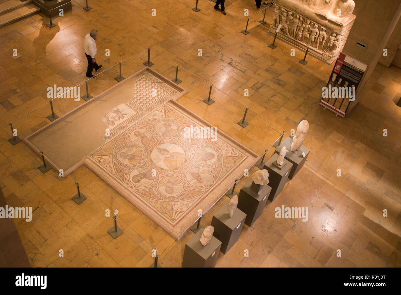 Beirut Lebanon. 8th November 2018. "Mosaic of the Seven Wise Men",Baalbeck, 3rd c. AD. A few foreign visitors trickle to visit the National Museum of Beirut which houses antiquities form the Phoenician, Roman Byzantine and Ottoman Periods Credit: amer ghazzal/Alamy Live News Stock Photo