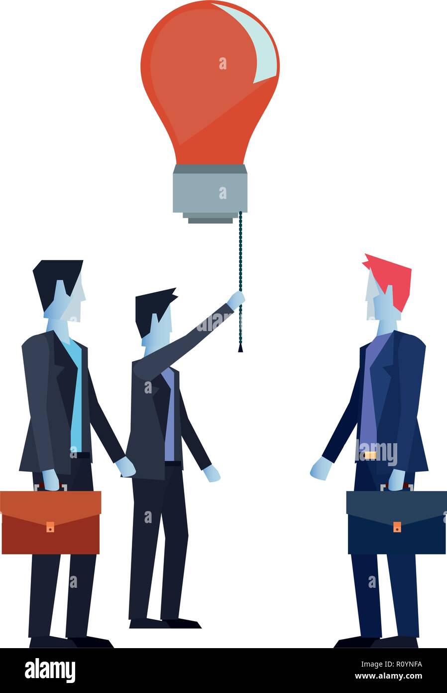 businessmen team bulb idea creativity vector illustration Stock Vector ...