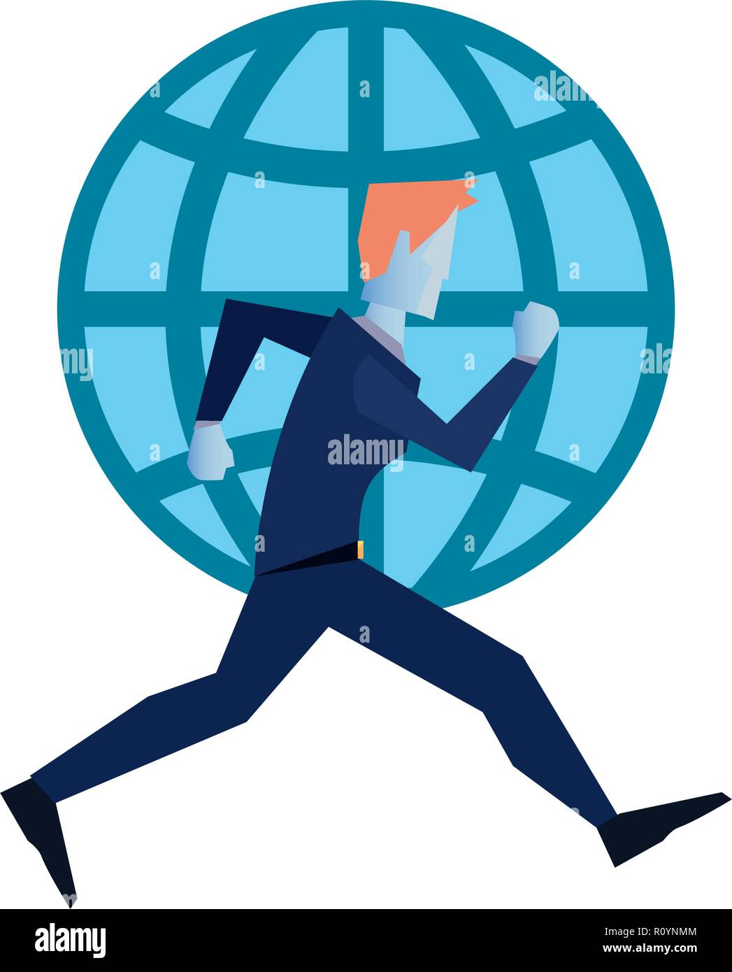 businessman running world success business vector illustration Stock ...