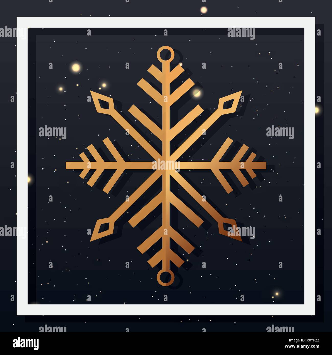 golden snowflake frame decoration merry christmas party vector ...