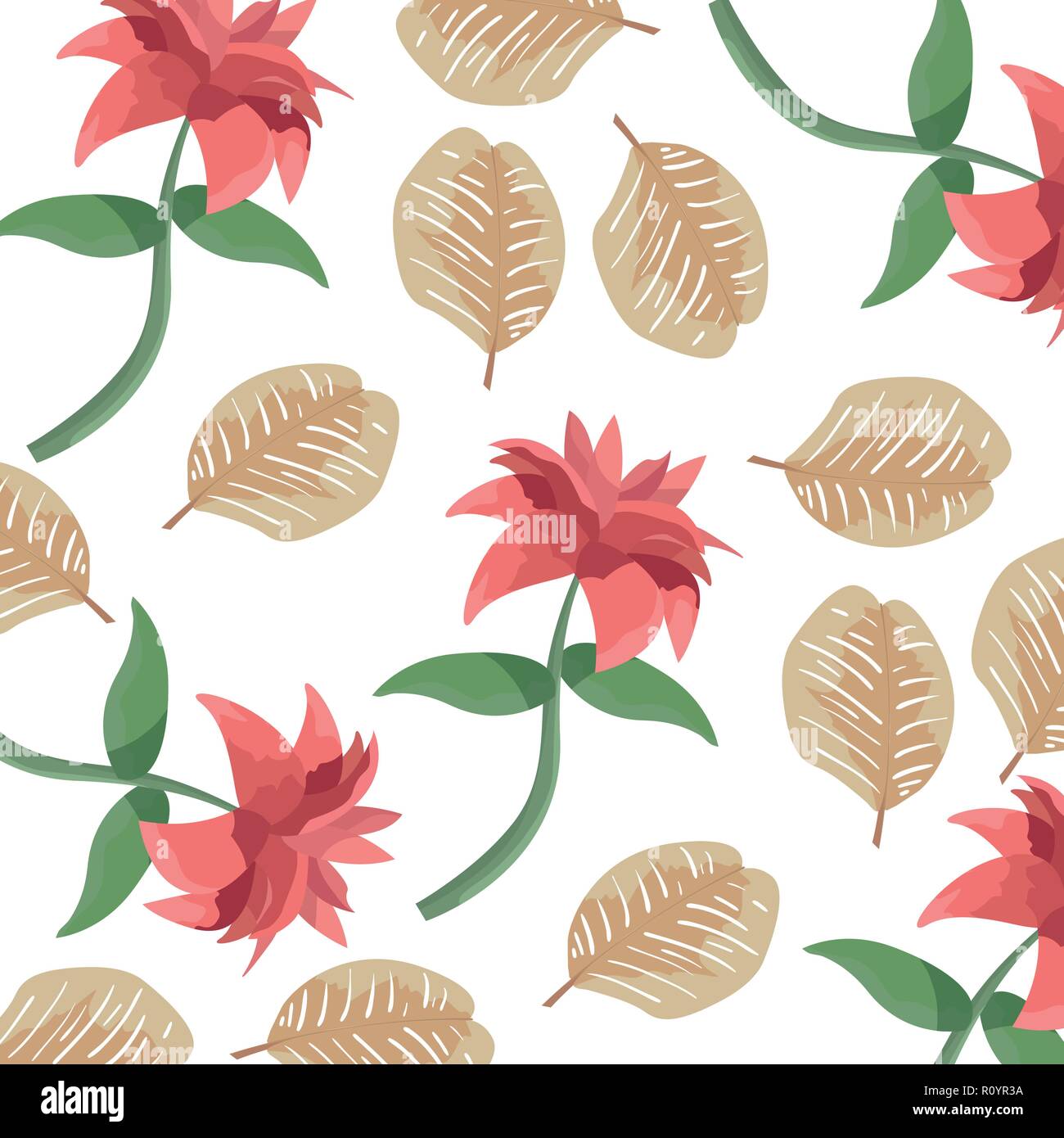 flowers leaves decoration pattern background vector illustration Stock ...