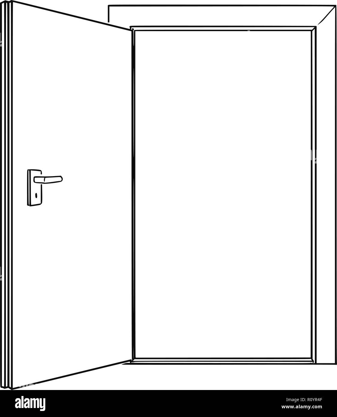 Cartoon Drawing of Inviting Open Door Stock Vector