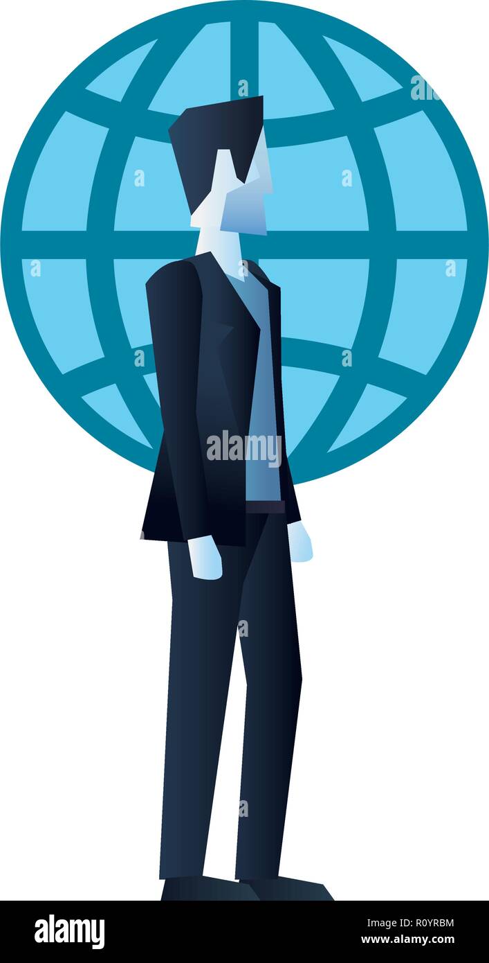 businessman and world map business vector illustration Stock Vector ...