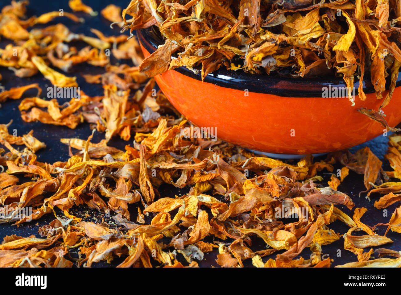 Georgian false Saffron in bowl, closeup Stock Photo - Alamy