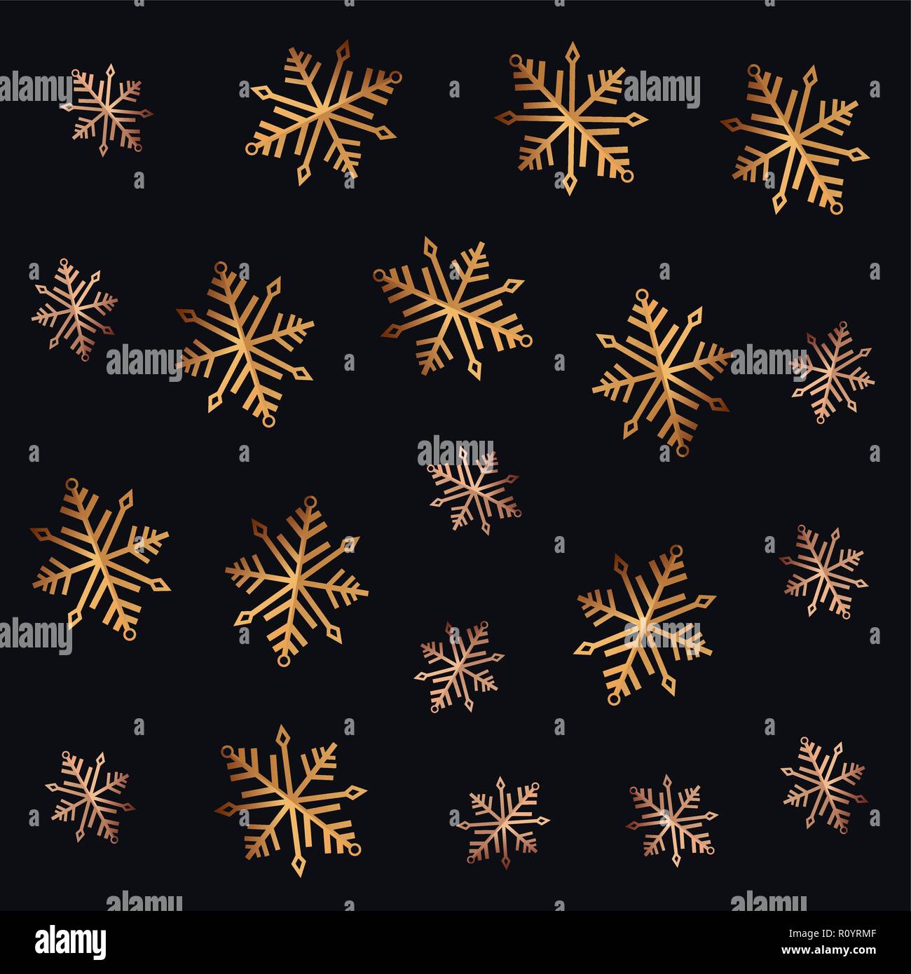 gold snowflake on dark background merry christmas vector illustration ...