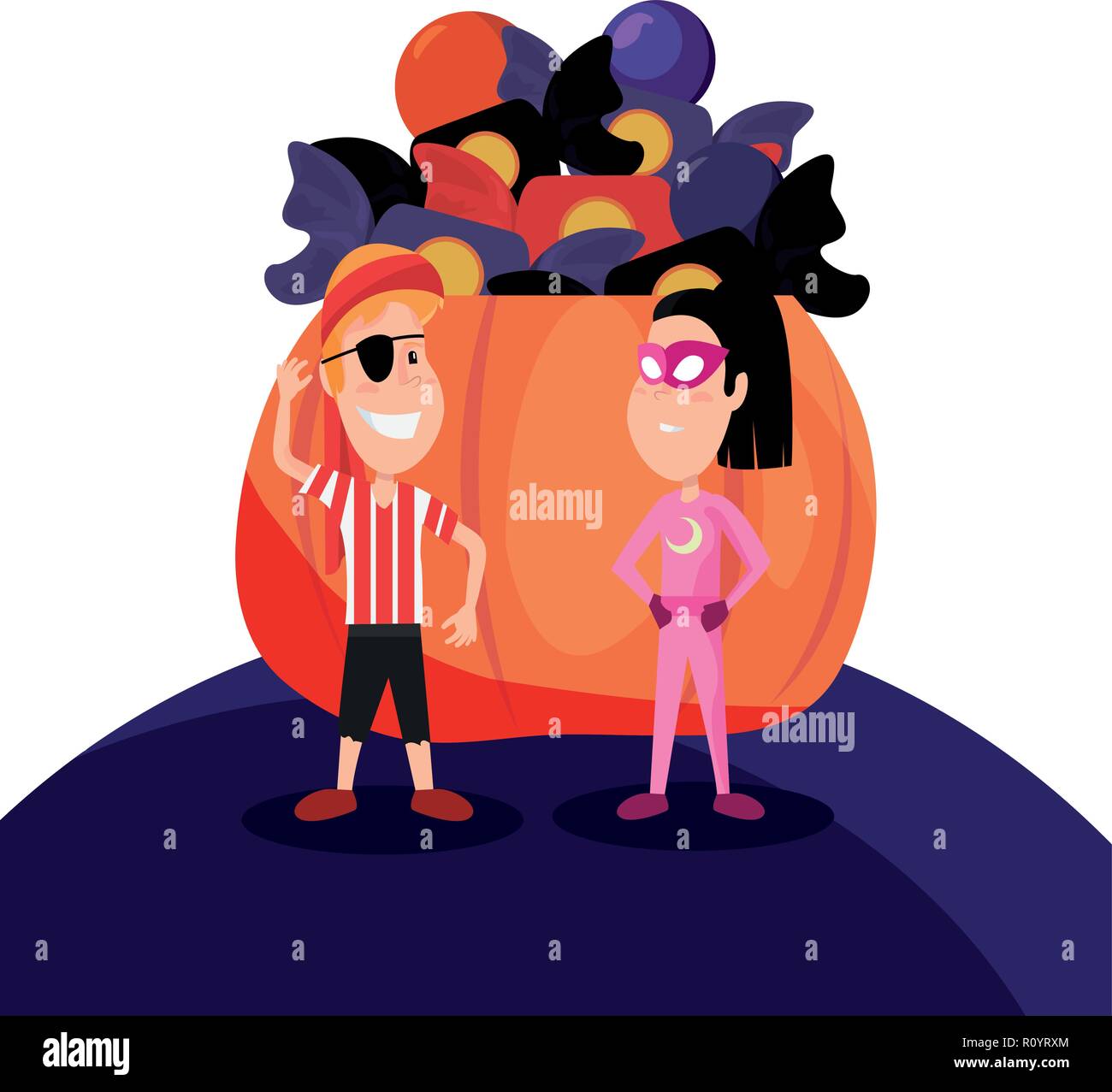 boy and girl halloween costumes vector illustration Stock Vector Image