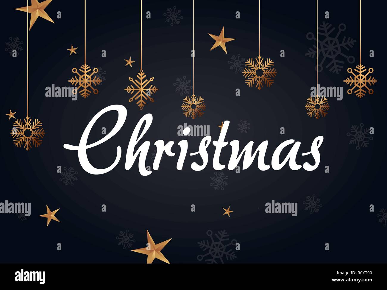 merry christmas party golden stars decoration vector illustration Stock ...