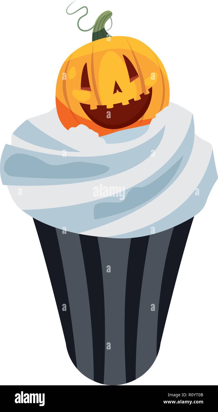 sweet cupcake halloween on white background vector illustration Stock ...