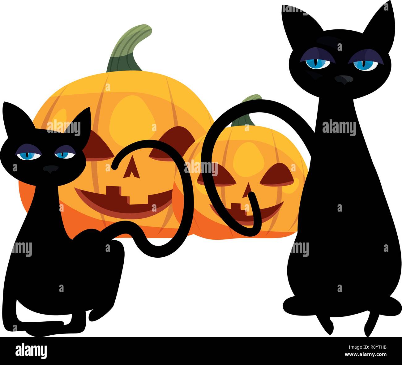 halloween cats and pumpkin party vector illustration Stock Vector Image ...