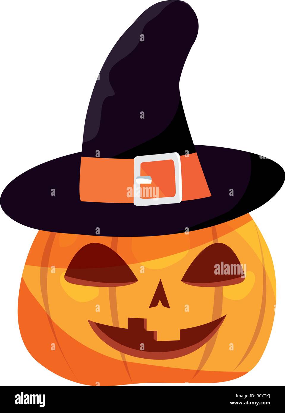 halloween pumpkin witch hat on white background vector illustration ...