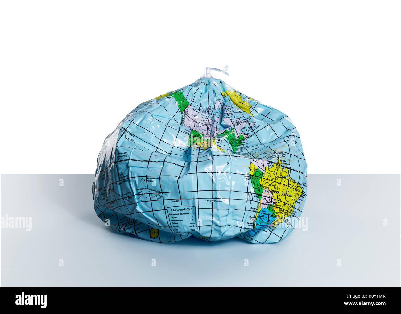 Deflating inflatable globe showing the Americas, still life Stock Photo