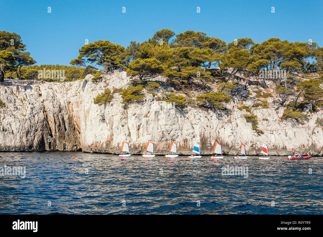 Panoramic view of the Calanque of Cassis Stock Photo