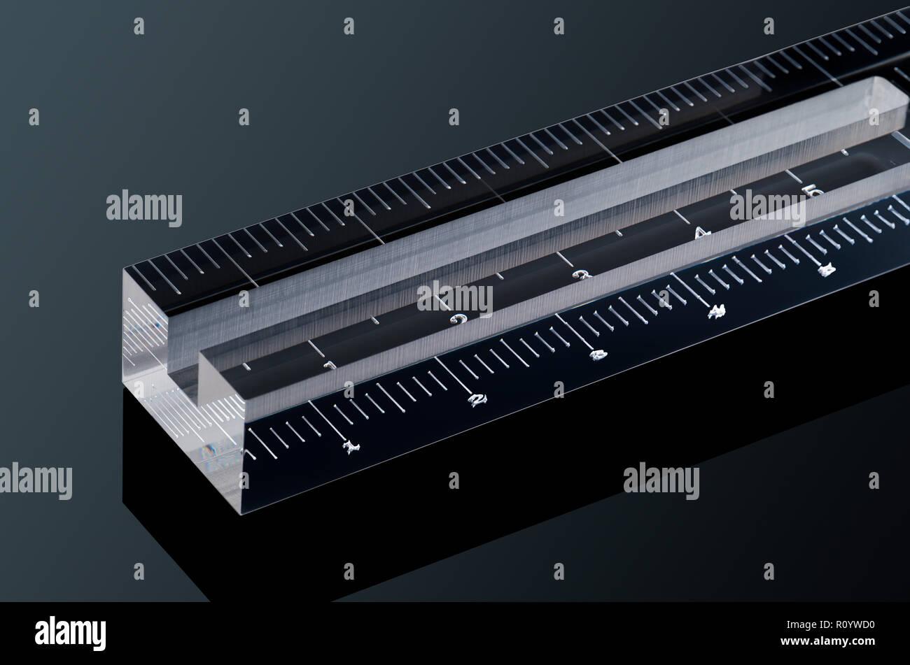 Close up of inch measuring ruler (imperial units), studio shot Stock Photo