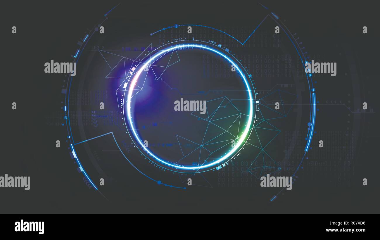 Technological future cyber hud interface geometric cell abstract background template vector design Stock Vector