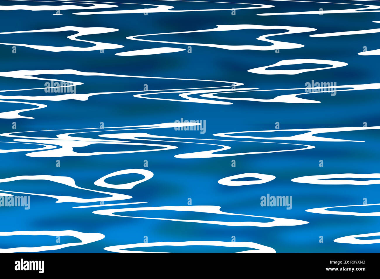 Irregular patterns reflected on rippling surface on blue water, full frame Stock Photo